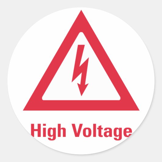 Gevaar Hoogspanningssymbool Ronde Sticker (Voorkant)