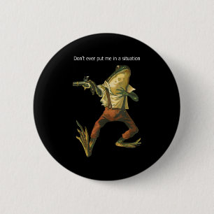 Gevaar Kikker Zet Me Nooit In Een Situatie Retro Ronde Button 5,7 Cm