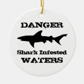 Gevaar: Korte lijn voor haaienvinnen Keramisch Ornament (Voorkant)
