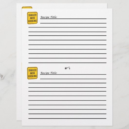 Gevaar: Mannen Koken Recipe Kaart (Voorkant / Achterkant)