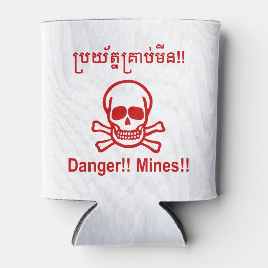 Gevaar! Mijnen! ☠ Cambodjaanse Khmer ☠ Blikjeskoeler (Voorkant)
