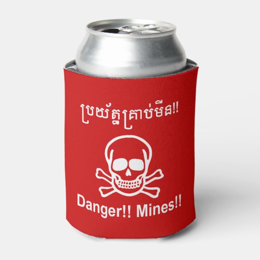 Gevaar! Mijnen! ☠ Cambodjaanse Khmer ☠ Blikjeskoeler (Blikje Voorkant)