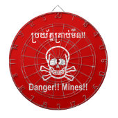 Gevaar! Mijnen! ☠ Cambodjaanse Khmer ☠ Dartbord (Voorkant)
