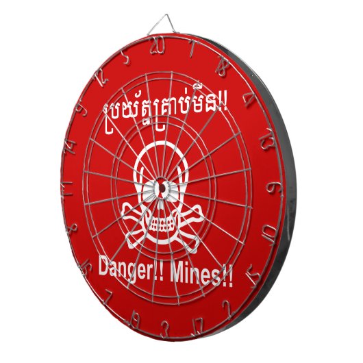 Gevaar! Mijnen! ☠ Cambodjaanse Khmer ☠ Dartbord (Voorkant Rechts)