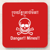 Gevaar! Mijnen! ☠ Cambodjaanse Khmer ☠ Drankjes Onderzetter (Voorkant)