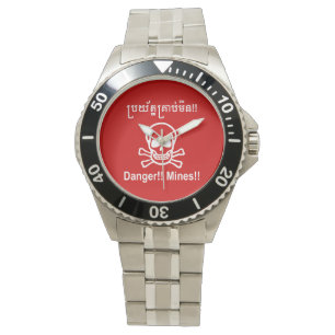 Gevaar! Mijnen! ☠ Cambodjaanse Khmer ☠ Horloge