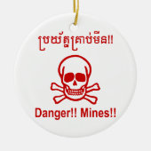 Gevaar! Mijnen! ☠ Cambodjaanse Khmer ☠ Keramisch Ornament (Voorkant)