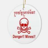 Gevaar! Mijnen! ☠ Cambodjaanse Khmer ☠ Keramisch Ornament (Links)