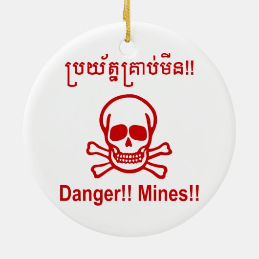 Gevaar! Mijnen! ☠ Cambodjaanse Khmer ☠ Keramisch Ornament (Achterkant)