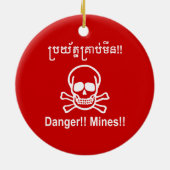 Gevaar! Mijnen! ☠ Cambodjaanse Khmer ☠ Keramisch Ornament (Achterkant)