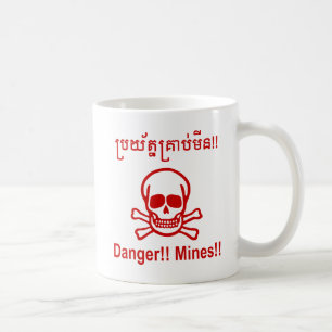 Gevaar! Mijnen! ☠ Cambodjaanse Khmer ☠ Koffiemok