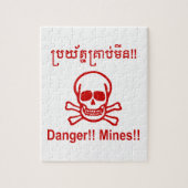 Gevaar! Mijnen! ☠ Cambodjaanse Khmer ☠ Legpuzzel (Verticaal)