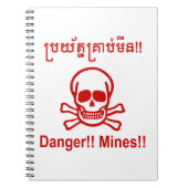 Gevaar! Mijnen! ☠ Cambodjaanse Khmer ☠ Notitieboek (Voorkant)