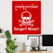Gevaar! Mijnen! ☠ Cambodjaanse Khmer ☠ Poster (Thuiskantoor)