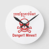 Gevaar! Mijnen! ☠ Cambodjaanse Khmer ☠ Ronde Klok (Voorkant)
