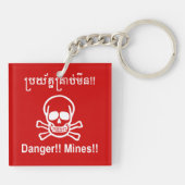 Gevaar! Mijnen! ☠ Cambodjaanse Khmer ☠ Sleutelhanger (Achterkant)