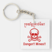 Gevaar! Mijnen! ☠ Cambodjaanse Khmer ☠ Sleutelhanger (Voorkant)