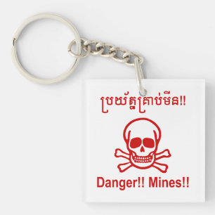 Gevaar! Mijnen! ☠ Cambodjaanse Khmer ☠ Sleutelhanger
