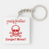Gevaar! Mijnen! ☠ Cambodjaanse Khmer ☠ Sleutelhanger (Achterkant)