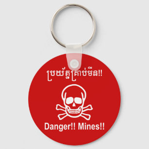 Gevaar! Mijnen! ☠ Cambodjaanse Khmer ☠ Sleutelhanger