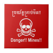 Gevaar! Mijnen! ☠ Cambodjaanse Khmer ☠ Tegeltje (Voorkant)