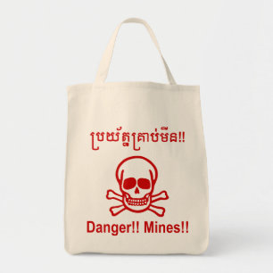 Gevaar! Mijnen! ☠ Cambodjaanse Khmer ☠ Tote Bag