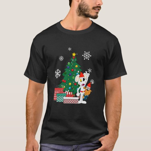 Gevaar muis en borstbuidel rond de kerstboom t-shirt (Voorkant)