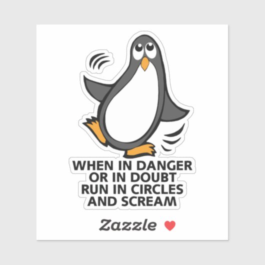 Gevaar of twijfel Grappige Pinguïn Contour Cut Sticker (Vel)