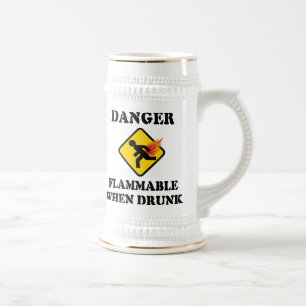 Gevaar Ontvlambaar Als Je Gedronken Hebt - Grappig Bierpul
