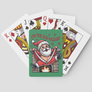 Gevaar op het Werk Kerstman in brand Pokerkaarten