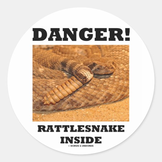 Gevaar! ratelslang binnen ronde sticker (Voorkant)