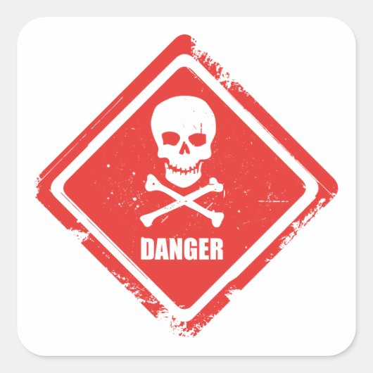 Gevaar Vierkante Sticker (Voorkant)