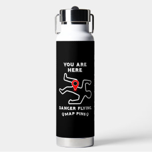 Gevaar Vliegende Kaart Pins Waterfles