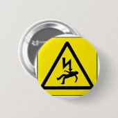 Gevaar voor elektriciteit ronde button 5,7 cm (Voorkant /achterkant)