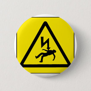 Gevaar voor elektriciteit ronde button 5,7 cm