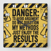 Gevaar: vraagmethoden, geniet van resultaten vierkante klok (Voorkant)