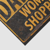 Gevaar Vrouw Winkelen Grappig Metalen Waarschuwing Tissuepapier (Detail)