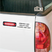 GEVAAR: ZOMBIA EN NINJAS EN LASERS BUMPERSTICKER (Op Truck)