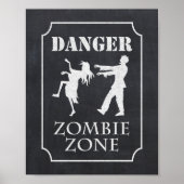 Gevaar Zombie Zone Halloween Feestbord Teken Poster (Voorkant)