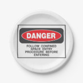 Gevaarlijk beperkt ruimteschema papieren bordje (Voorkant)