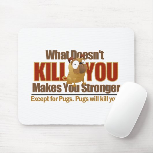 Gevaarlijk Pug Mousepad Muismat (Met muis)