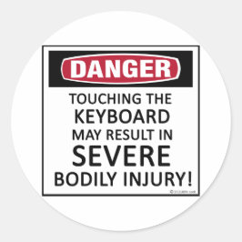Gevaarlijk toetsenbord ronde sticker