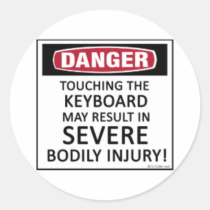 Gevaarlijk toetsenbord ronde sticker