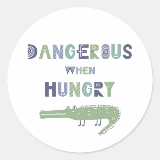 Gevaarlijk wanneer hongerige baby-alligator ronde sticker (Voorkant)