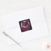 Gevaarlijke ninja wolf logo vierkante sticker (Envelop)