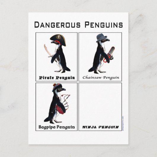 gevaarlijke pinguïns briefkaart (Voorkant)