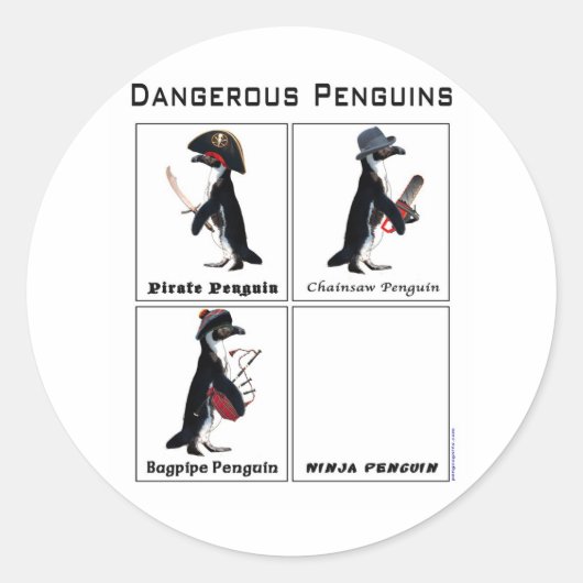 gevaarlijke pinguïns ronde sticker (Voorkant)