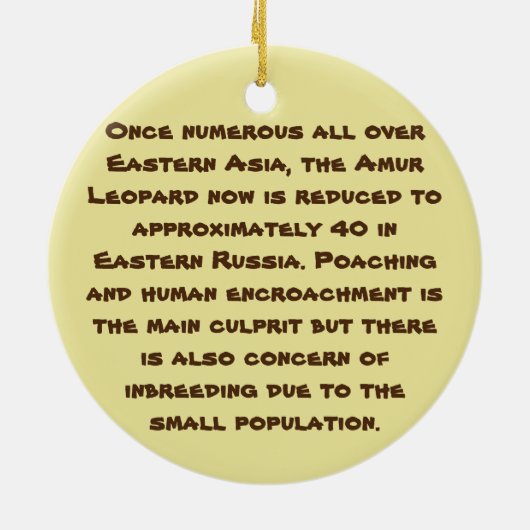 Gevaarlijke soorten Amur Leopard Keramisch Ornament (Achterkant)