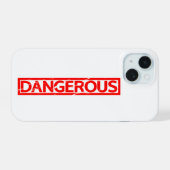 Gevaarlijke stempel iPhone 15 case (Achterkant horizontaal)