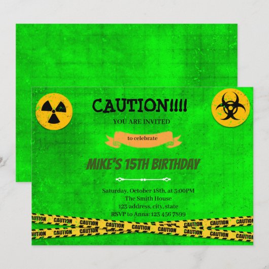 Gevaarlijke tienverjaardag Uitnodiging (Voorkant / Achterkant)